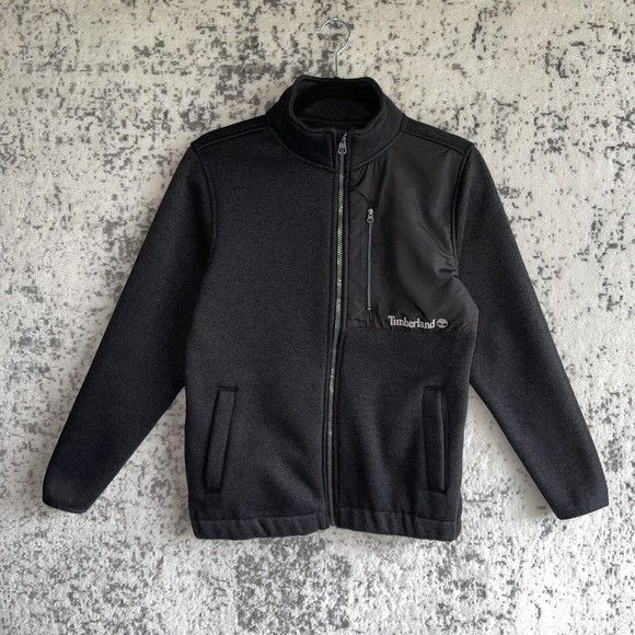 Timberland Boys High Neck Jacket Kids L 14 16 Zip Up Pockets Fleece Dark Gray - Picture 2 of 6